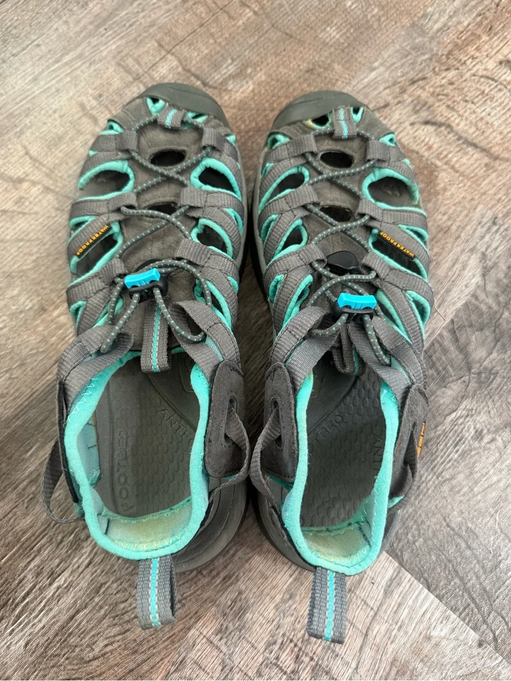 KEEN Women's Waterproof Sport Sandals in Charcoal & Teal 8